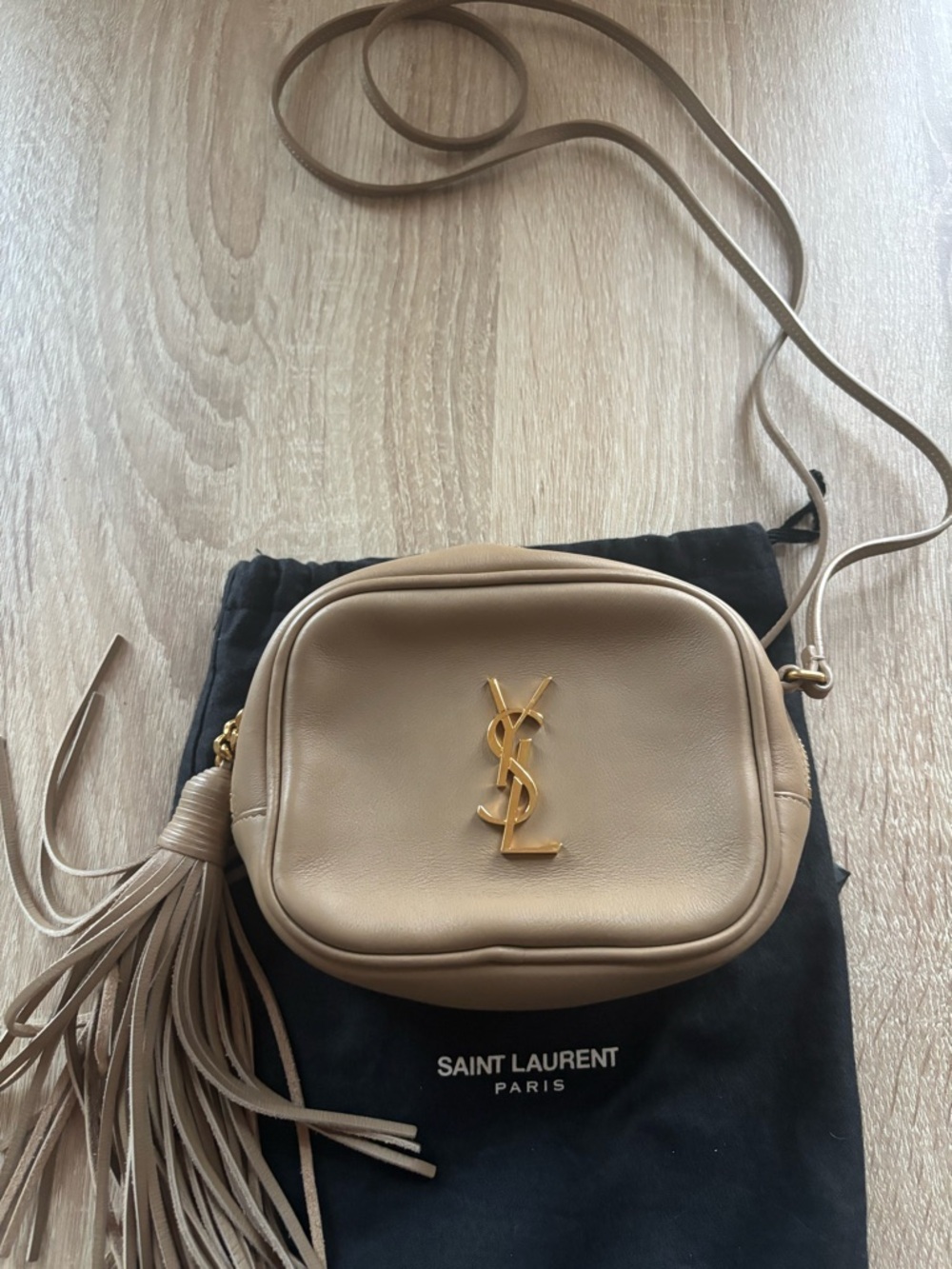 Saint Laurent Beige Crossbody Blogger Bag with Tassel and YSL Logo - Picture 7 of 7